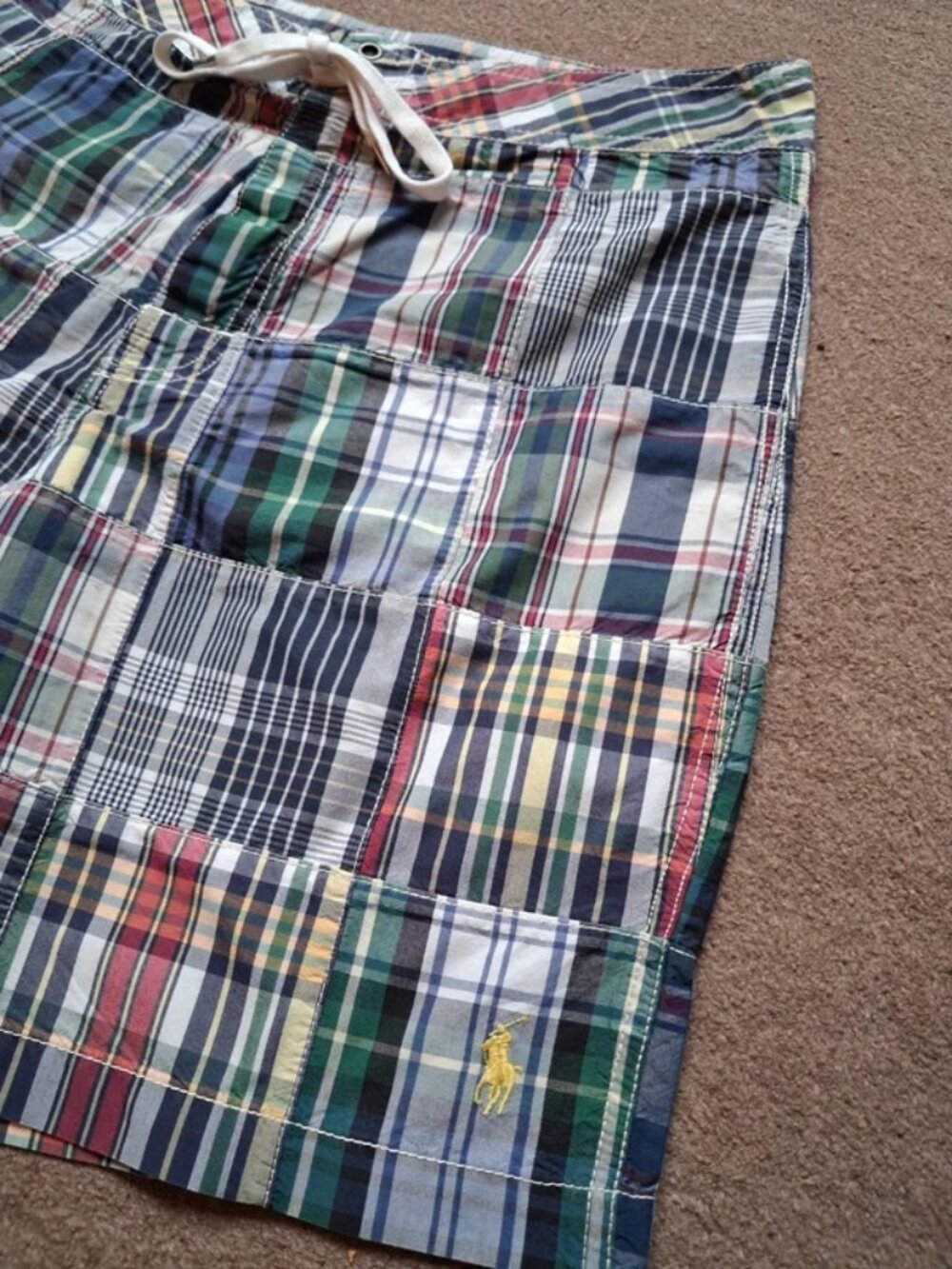 Polo Ralph Lauren Patchwork Madras Drawstring Shorts - Picture 2 of 5
